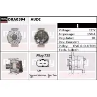 Генератор REMY D A1704 X8FL4V Audi A5 (8F7) 1 Кабриолет 3.2 Fsi Quattro 265 л.с. 2009 – 2012 DRA0594