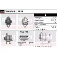 Генератор REMY DA1 754 Jeep Wrangler (TJ) 2 Внедорожник 4.0 169 л.с. 1998 – 2007 R3YBAF DRA0644