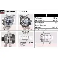 Генератор REMY Toyota Vitz (XP90) 2 Хэтчбек 1.3 3 VVT i (NSP90) 100 л.с. 2008 – 2025 RVZVDZ DA1 802 DRA0692