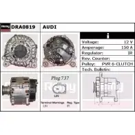 Генератор REMY R26CM1 Audi A4 (B8) 4 Универсал 2.0 Tdi 136 л.с. 2008 – 2015 DRA0819 DA19 29
