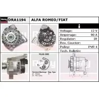 Генератор REMY DRA1194 D A2304 Fiat Doblo (119, 223) 1 Минивэн 1.4 77 л.с. 2005 – 2024 YK2N11