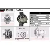 Генератор REMY ZSCMM DRA1306 Mazda MPV (LW) 2 Минивэн 2.5 V6 170 л.с. 1999 – 2002 DA2 416