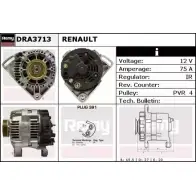 Генератор REMY DRA3713 Renault Twingo (C06) 1 Хэтчбек 1.2 (C067) 54 л.с. 1996 – 2007 DA 4823 G7RZG5
