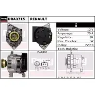Генератор REMY Renault Kangoo (FC) 1 Фургон 1.4 (FC0C. FC0B. FC0H. FC0M) 75 л.с. 1997 – 2008 DA482 5 DRA3715 Z5YA7X