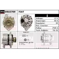 Генератор REMY DRA3769 DA487 9 18LO0Z0 Fiat Tempra (159) 2 Универсал 2.0 i.e. (159.AP) 113 л.с. 1991 – 1995