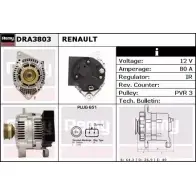 Генератор REMY Renault Kangoo (FC) 1 Фургон 1.4 (FC0C. FC0B. FC0H. FC0M) 75 л.с. 1997 – 2008 DA49 13 W3TDHC DRA3803