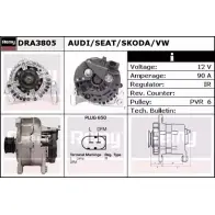 Генератор REMY DA491 5 Volkswagen New Beetle (9C1, 1C1) 1 Хэтчбек A1XXHE DRA3805