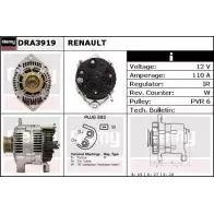 Генератор REMY DA5 029 Renault Megane (DA) 1 Купе 2.0 i 109 л.с. 1999 – 2003 DRA3919 XBR5O