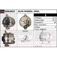 Генератор REMY DRA4652 DA5 762 Opel Corsa (B) 2 Хэтчбек 1.4 i (F08) 60 л.с. 1993 – 2000 NBD9VI