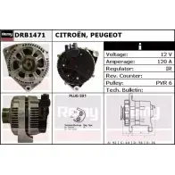 Генератор REMY DB25 81 DRB1471 Peugeot 306 1 (7D, N3, N5) Кабриолет 2.0 16V 132 л.с. 1997 – 2002 WCFQ1D