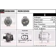 Генератор REMY DRB6300 DB74 10 Mercedes E-Class (S211) 3 Универсал 1.8 E 200 T Kompressor (2142) 163 л.с. 2003 – 2009 ZHAAWM