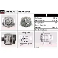 Генератор REMY Mercedes E-Class (W210) 2 Седан 2.4 E 240 (261) 170 л.с. 1997 – 2000 DB86 40 DRB7530 W3JGN