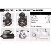 Стартер REMY DRS0703 Renault Kangoo (KC) 1 Минивэн 1.9 RxED 65 л.с. 1999 – 2001 XRVRL2T DS 1813