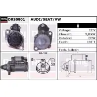 Стартер REMY DRS0801 DS19 11 A9O3I8A Volkswagen Caddy (2KA, 2KH, 2CA, 2CH) 3 Фургон 1.2 TSI 105 л.с. 2010 – 2015