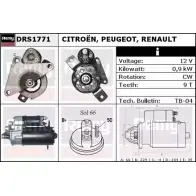 Стартер REMY DRS1771 F1WHO9B Mitsubishi Lancer 6 (C6, C7) Хэтчбек 1.6 16V (C76A. C66A) 113 л.с. 1992 – 1994 D S2881