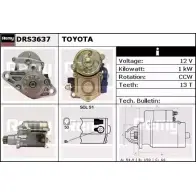 Стартер REMY UQOV6O Toyota Avensis (T220) 1 Хэтчбек 2.0 (ST220) 128 л.с. 1997 – 2000 DRS3637 DS 4747