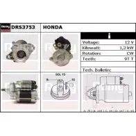 Стартер REMY Honda Civic 6 (EJ, EK) Хэтчбек 1.6 125 л.с. 1998 – 2000 HL1UCO DRS3753 DS486 3