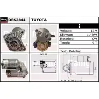 Стартер REMY DS4 954 DRS3844 IBGT5C Toyota Previa (XR10, XR20) 1 Минивэн 2.4 (TCR11. TCR10) 132 л.с. 1990 – 2000