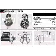 Стартер REMY DRS6880 Opel Zafira (A) 1 Минивэн 2.0 OPC (F75) 192 л.с. 2001 – 2005 DS799 0 VFLJE1