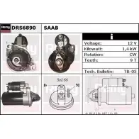 Стартер REMY DS8 000 KJYWPIF Saab 9-5 (YS3E) 1 Универсал 2.0 t 185 л.с. 2000 – 2001 DRS6890