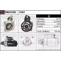 Стартер REMY DRS7230 Fiat Tempra (159) 2 Универсал 1.9 D (159.AG) 65 л.с. 1991 – 1996 MU7LSS DS834 0