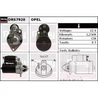 Стартер REMY DRS7920 Opel Zafira (A) 1 Минивэн 2.0 OPC (F75) 192 л.с. 2001 – 2005 GMS037Y D S9030