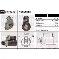 Стартер REMY Mercedes C-Class (W204) 3 Седан 1.8 C 200 (2048) 186 л.с. 2011 – 2014 NMY30 DRT0350 DT14 60