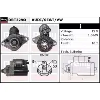 Стартер REMY DRT2290 FMKQ6 DT34 00 Audi A3 (8PA) 2 Спортбек 2.0 S3 Quattro 256 л.с. 2008 – 2013