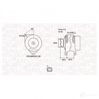 Генератор MAGNETI MARELLI MQA1963 94439090 4020 Nissan Micra (K12) 3 Хэтчбек 1.4 16V 88 л.с. 2003 – 2010 063731963010