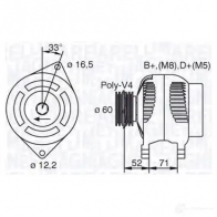 Генератор MAGNETI MARELLI 633 21608 063321608010 Fiat 944390900920