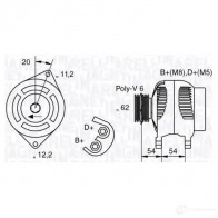 Генератор MAGNETI MARELLI MAN1102 Fiat Marea (185) 1 Универсал 2.4 TD 125 125 л.с. 1996 – 1999 063321802010 633 21802