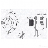 Генератор MAGNETI MARELLI 944390900710 633218 72 063321872010 Fiat Doblo
