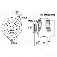 Генератор MAGNETI MARELLI YR2P4 Fiat Multipla (186) 1 Минивэн 1.6 16V Blupower (186AMA1A) 95 л.с. 1999 – 2010 943355147010 MAR56 47