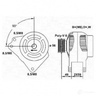Генератор MAGNETI MARELLI Audi A3 (8L1) 1 Хэтчбек 1.6 101 л.с. 1996 – 2003 S52Q8RY MAR55 35 943355035010