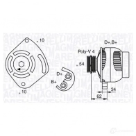 Генератор MAGNETI MARELLI 06337703 1010 063377031010 Fiat Doblo (263) 2 2010 – 2020 63377031