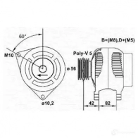 Генератор MAGNETI MARELLI MAR55 45 VUBOW6 Audi 80 (B4, 8C5) 4 Универсал 2.2 Rs2 Quattro 315 л.с. 1994 – 1995 943355045010