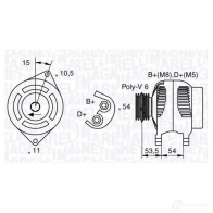 Генератор MAGNETI MARELLI Fiat Idea (350) 1 2003 – 2016 063377016010 6337701 6 MAN7016