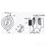 Генератор MAGNETI MARELLI Fiat Brava (182) 1 Хэтчбек 1.4 12 V (182.BA) 80 л.с. 1995 – 1998 MAN1119 063321839010 633218 39