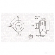 Генератор MAGNETI MARELLI 94439090 1660 Renault Kangoo (KC) 1 Минивэн 1.5 dCi (KC08. KC09) 82 л.с. 2002 – 2025 063731881010 MQA1881