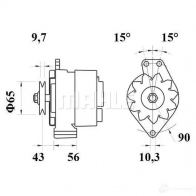 Генератор MAHLE ORIGINAL 11201257 MG 95 2358684 11.201.257 - Изображение 2