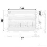 Радиатор кондиционера MAHLE ORIGINAL 1437588162 DNZKY 39 AC 734 000S - Изображение 2
