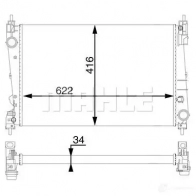 Радиатор охлаждения двигателя MAHLE ORIGINAL CR 1582 000S MD 8MD Opel Corsa (D) 4 Хэтчбек 1.4 (L08. L68) 120 л.с. 2012 – 2014