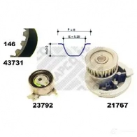 Комплект ремня ГРМ с помпой MAPCO T4 4GGY3 41731/1 4043605450616 Opel Astra (F) 1 Универсал 2.0 i (F08. C05) 115 л.с. 1991 – 1994