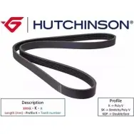 Приводной ремень, поликлиновой HUTCHINSON 1982400 EC3B 9W4 1Z8HQF 1255 K 8TK