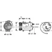 Компрессор кондиционера AVA QUALITY COOLING O7K2XH HES LQ Audi A4 (B5) 1 Седан 1.8 Quattro 125 л.с. 1995 – 2000 AIAK177