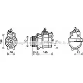 Компрессор кондиционера AVA QUALITY COOLING Land Rover Range Rover 3 (L322) Внедорожник 3.6 D 4x4 272 л.с. 2006 – 2012 AUK204 B6CO RWB 8B050Z