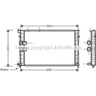 Радиатор охлаждения двигателя AVA QUALITY COOLING Citroen Xantia 1 (X1, X2) Хэтчбек 2.1 Turbo D 12V 109 л.с. 1995 – 1999 U69K4 CN2133 6W 4EPRL