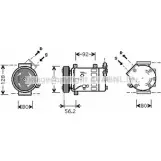 Компрессор кондиционера AVA QUALITY COOLING 6CAI472 Peugeot 206 1 (2AC) Хэтчбек 1.6 HDi 110 109 л.с. 2004 – 2024 CNAK032 89QF 2