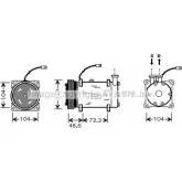 Компрессор кондиционера AVA QUALITY COOLING OJ9 H9PJ CNK215 OZNJC Citroen Saxo 1 (S0, S1) Хэтчбек 1.5 D 58 л.с. 2001 – 2004