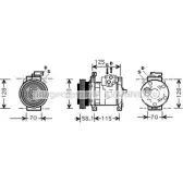Компрессор кондиционера AVA QUALITY COOLING CRAK094 4045385190164 MI2E 47 Chrysler PT Cruiser 1 (PT) Универсал 2.0 141 л.с. 2000 – 2004